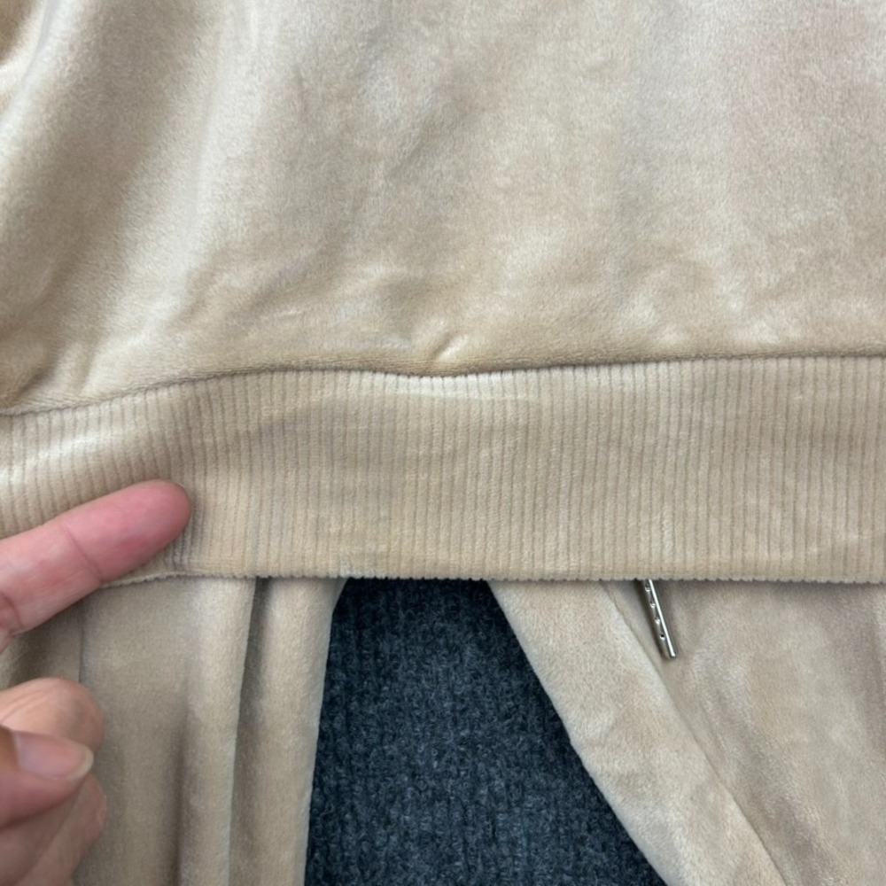 bebe Beige Velour Tracksuit Zip Up Hoodie Rhinestone 'bebe' Spell Out - Medium - Picture 8 of 16